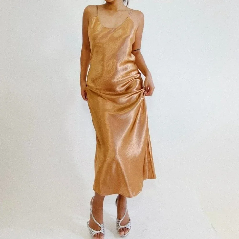 Touch Me Gently Cami Midi Dress (Brown Sugar) - Picture 2 of 10
